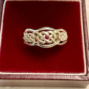 Modernist GENUINE RUBY LARGE Sterling  Vintage Ring - Art Deco-Creator  Design -  Red Ruby  - Modernist Jewelry - Ruby Ring from France