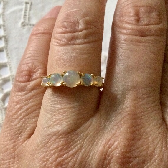 5 Stones OPALS GOLD STERLING Vintage Ring - Luxur… - image 8