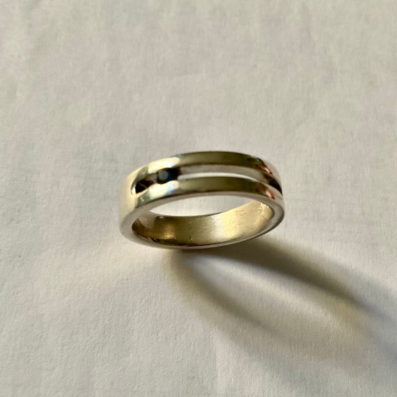 Modernist GENUINE SAPPHIRE STERLING Ring - Vintag… - image 5