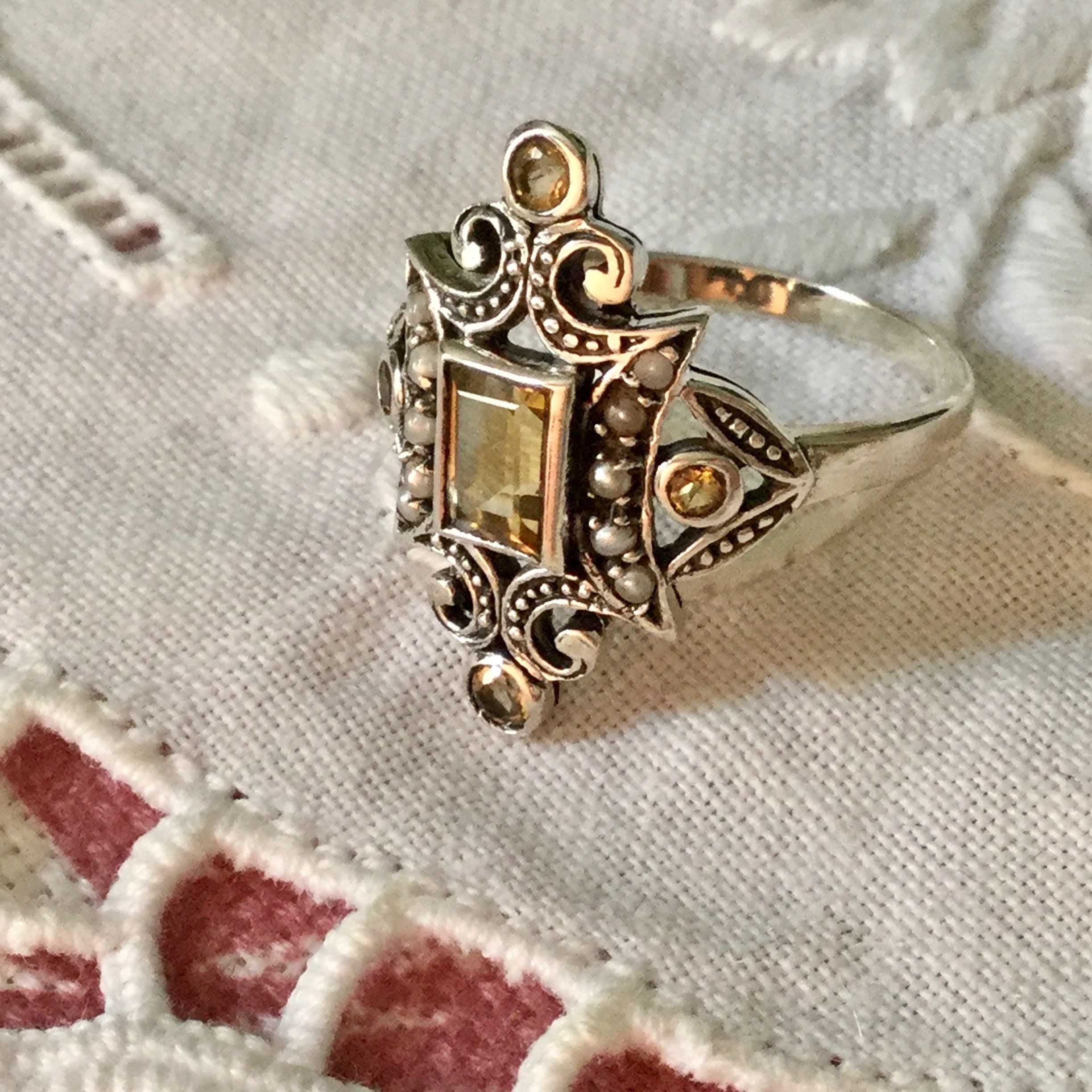 Excepcional anillo de CITRINA de semillas marqués - Etsy