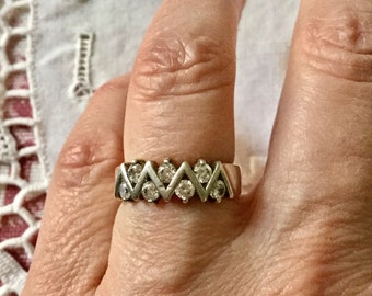 Bague Art Déco Tank En Argent Avec Topaze - Bijou Ancien Et Superbe