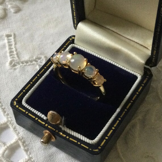 5 Stones OPALS GOLD STERLING Vintage Ring - Luxur… - image 7