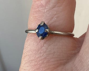 C1900 ANTIQUE Genuine Sapphire SILVER Plated Ring - Vintage Victorian Design - Genuine Sapphire - Silver Plated - Ring from France