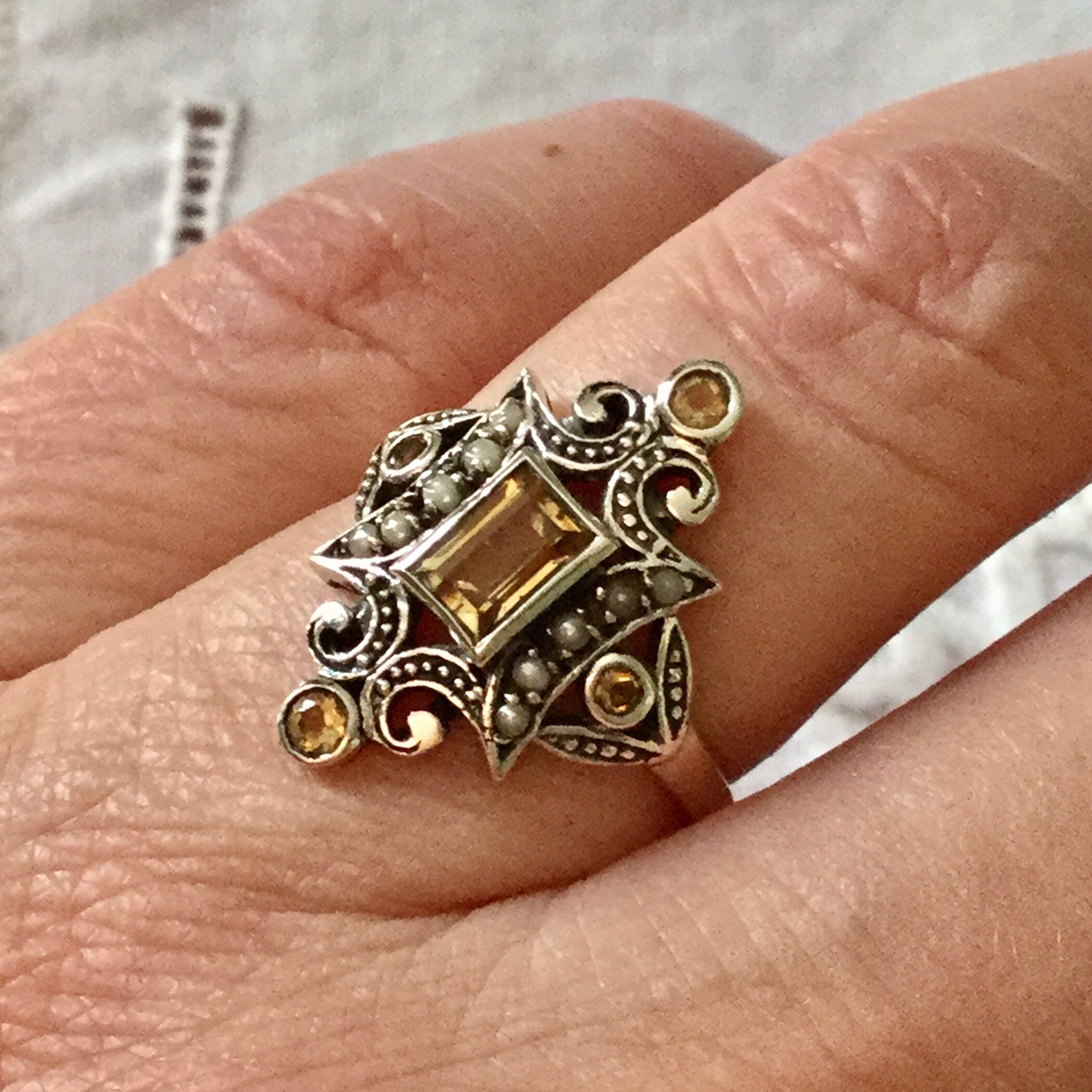 Excepcional anillo de CITRINA de semillas marqués - Etsy