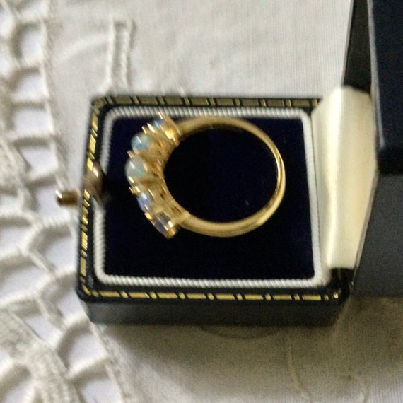 5 Stones OPALS GOLD STERLING Vintage Ring - Luxur… - image 3