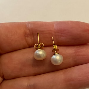 GENUINE WHITE PEARL Gold Plated Vintage Earrings - Elegant Classic Jewel - Gold Plated Earrings - Vintage from France