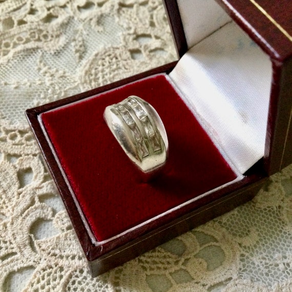 Art Deco White TOPAZ STERLING LARGE Vintage Ring … - image 5