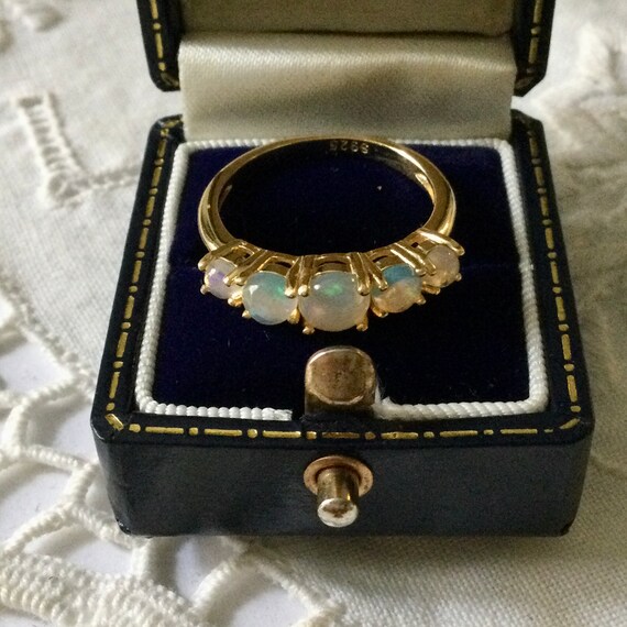 5 Stones OPALS GOLD STERLING Vintage Ring - Luxur… - image 6