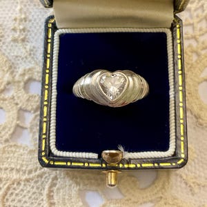 ART Deco HEART TOPAZ Original Sterling Vintage Ring - Design Art Deco Jewelry - Hallmark - Topaz & Sterling Silver - Ring from France