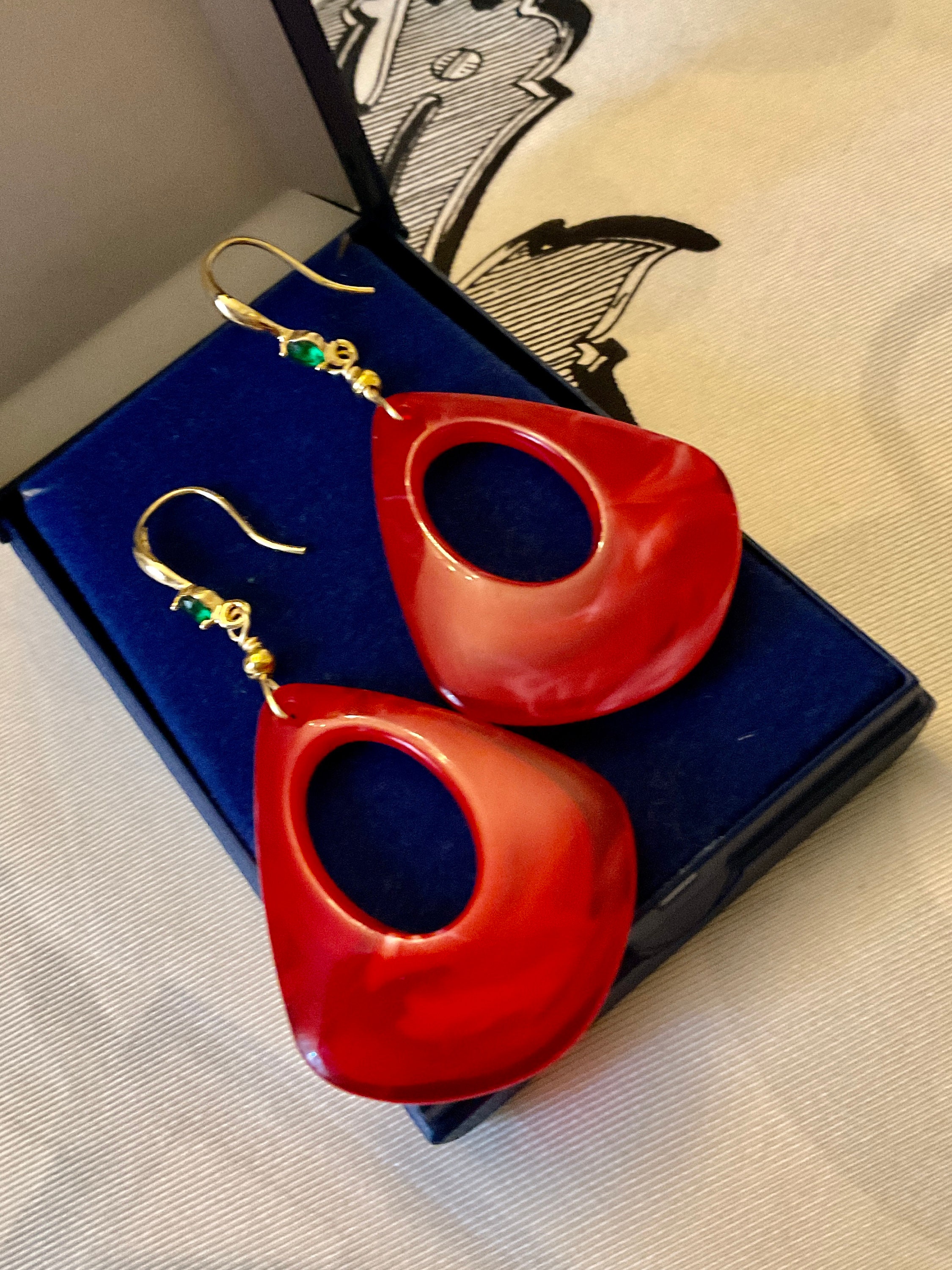 Red earrings Etsy France