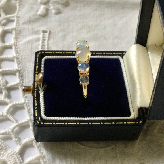 5 Stones OPALS GOLD STERLING Vintage Ring - Luxur… - image 10