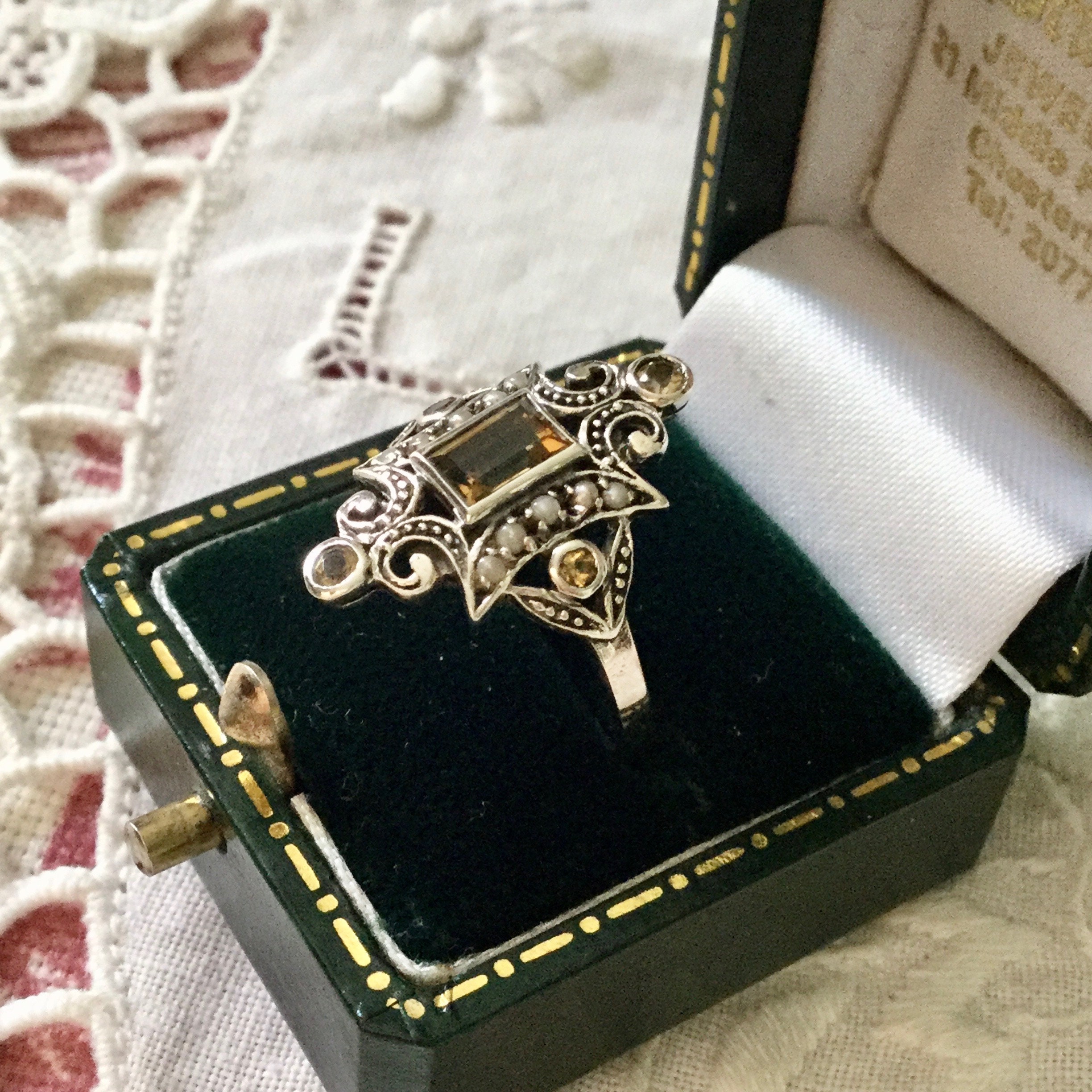 Excepcional anillo de CITRINA de semillas marqués - Etsy