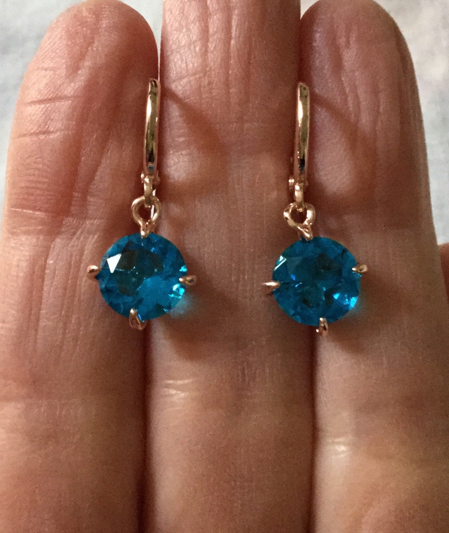 Boucles D'oreilles Clips Vintage Or Avec Cristaux Topaze - Occasion état Impeccable