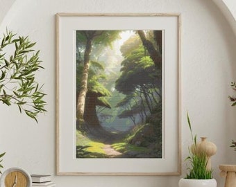 Dappled Beam Forest - Sunlight in a Forest - Komorebi Cross Stitch Pattern PDF