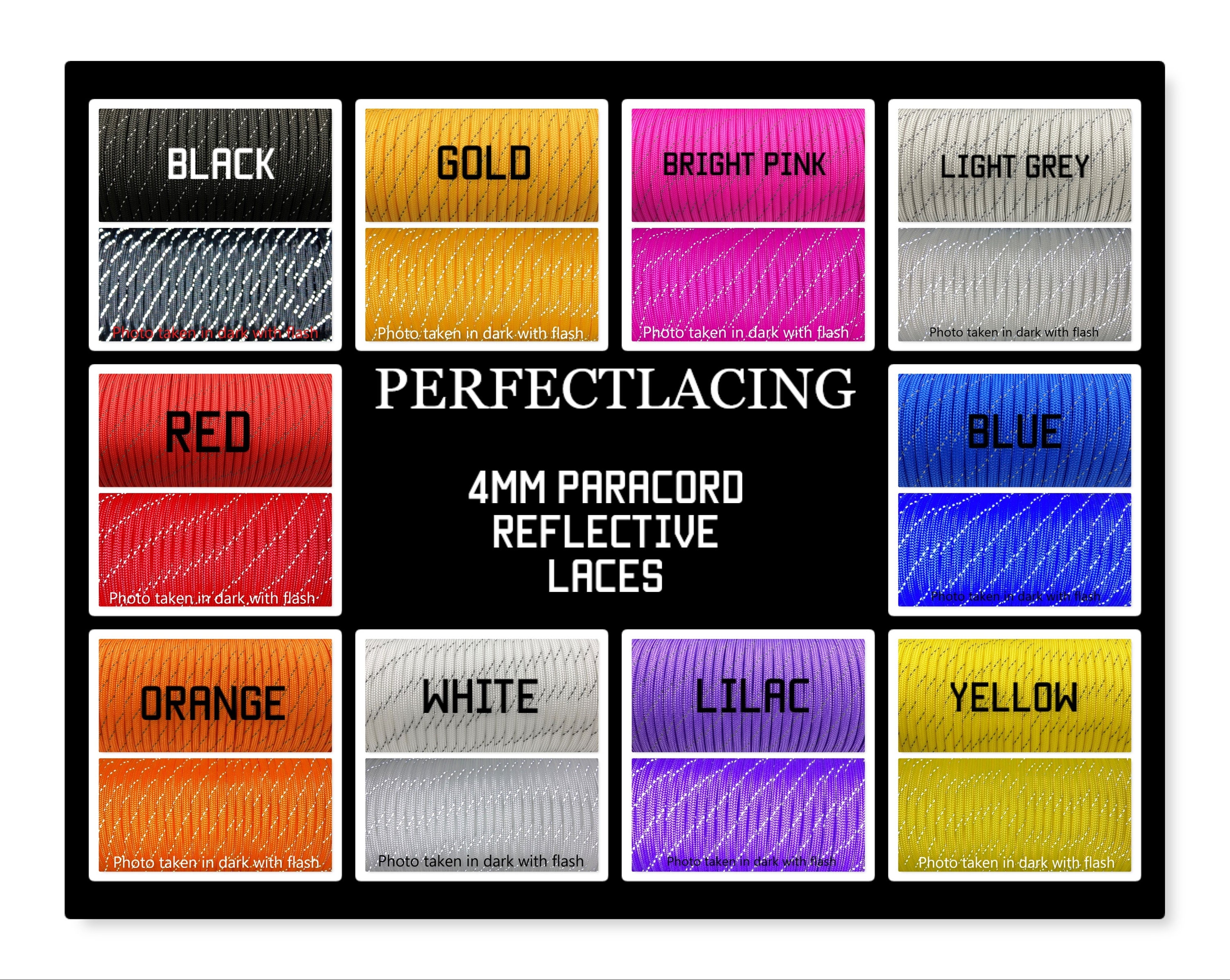 Reflective 4mm 550 Paracord Bootlaces DR Martens Trainers