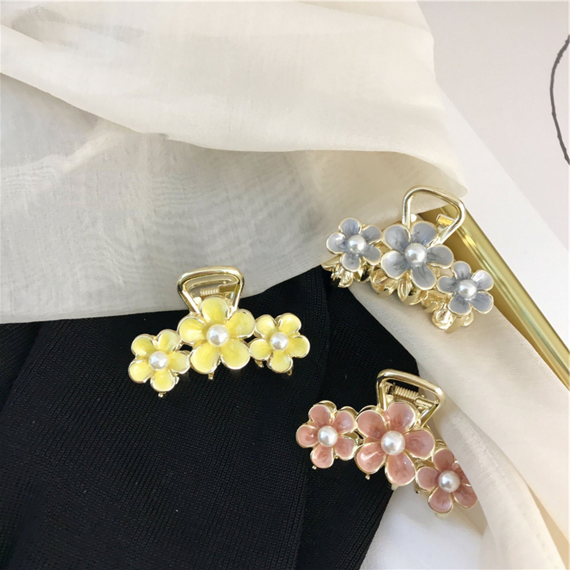 Flower Alloy Claws Summer Trendy Hair Clips Hair Clip Korea Etsy