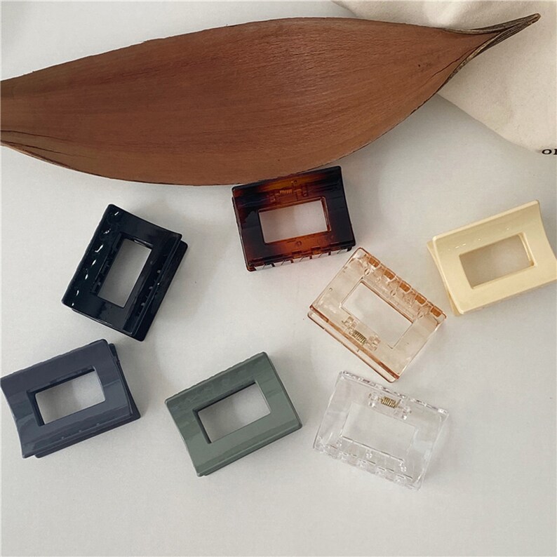 Square Resin Hair Clip Minimalist Hair Clip Basic Hair Clips. Baroque Hair Clip Korea Clip Geometric Grip Clip 2PCS Hollow Shark Clip