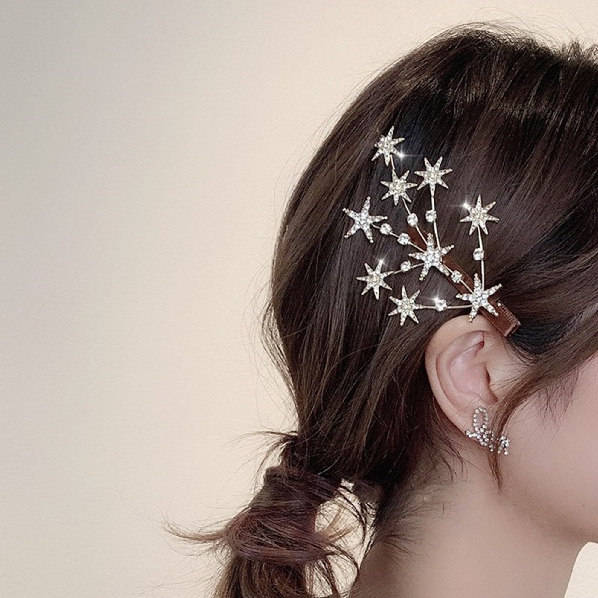 Crystal Sixpointed Star Clips Geometric Hair Clip Handmade Etsy