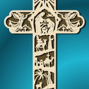 RE085 Nativity cross digital pattern