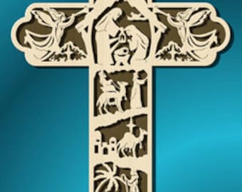 RE085 Nativity cross digital pattern