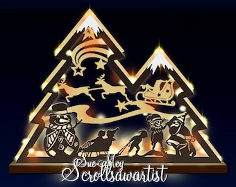 NW5453 Christmas scene trees digital pattern