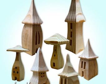 NW5418 Compound cut gnome houses digital pattern set