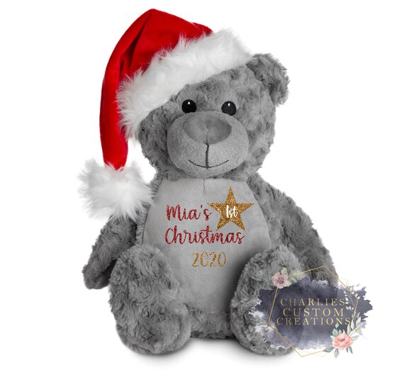 personalised first christmas teddy
