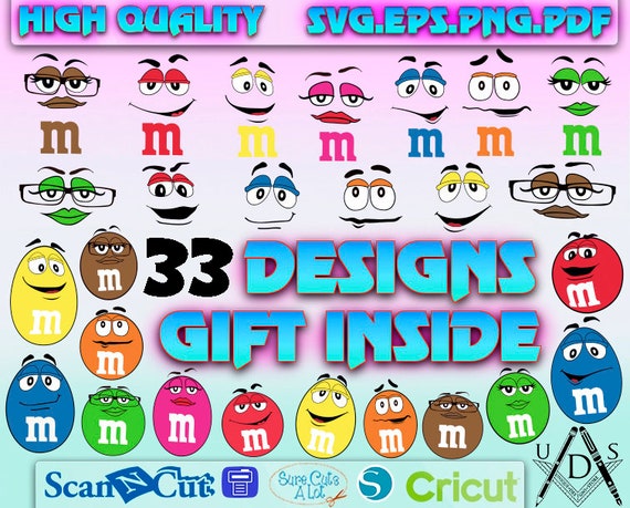 M M Vector Digital Files For Cut And Print Silhouette M And M Svg M And M Faces Svg Colored Candy Svg Cricut Print Files Letter M Svg Visual Arts Craft Supplies