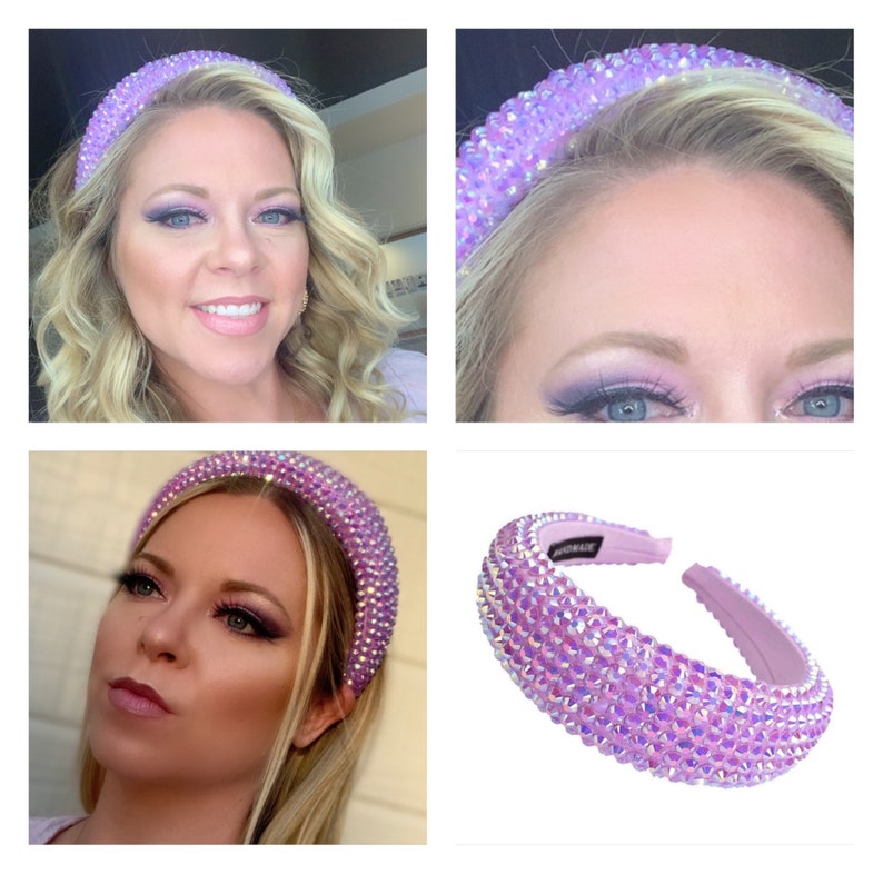 Lavender Faceted Bead headband Headbands Sparkly Padded Etsy