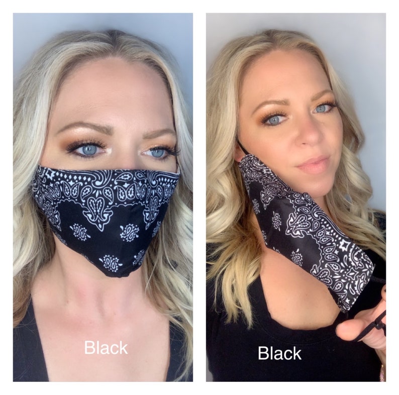 Bandana Face Maskblack Paisley Bandana Maskblack Face Mask Etsy