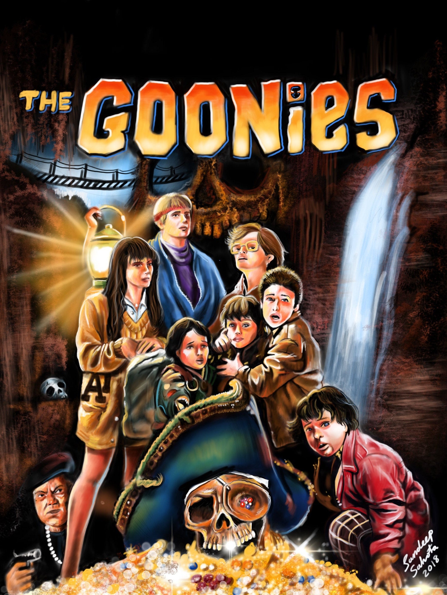 The goonies movie poster made in digital painting etsy