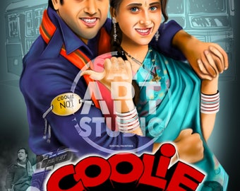 Govinda and Karisma Kapoor Painting