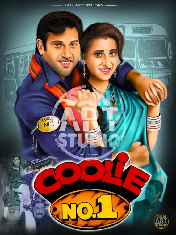 Govinda and Karisma Kapoor Painting 