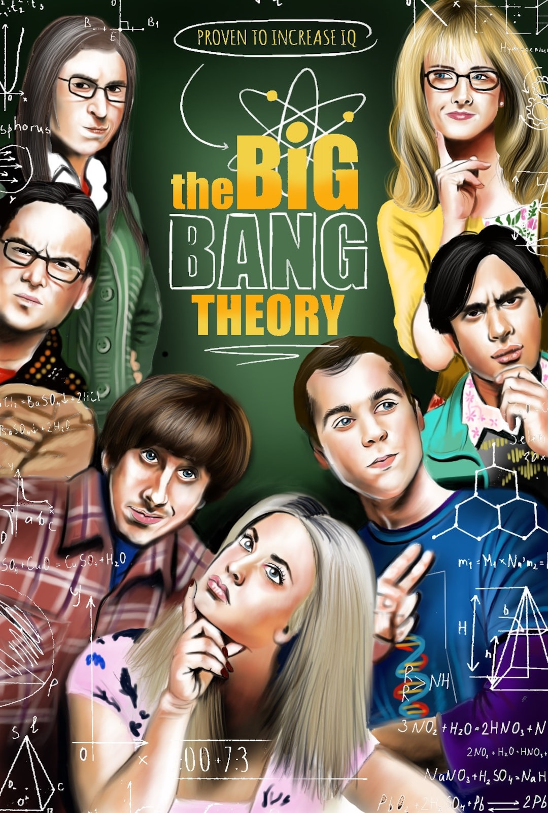 Series Yonkis La Teoria Del Big Bang El dibujo y la pintura de la teoría del Big Bang - Etsy México