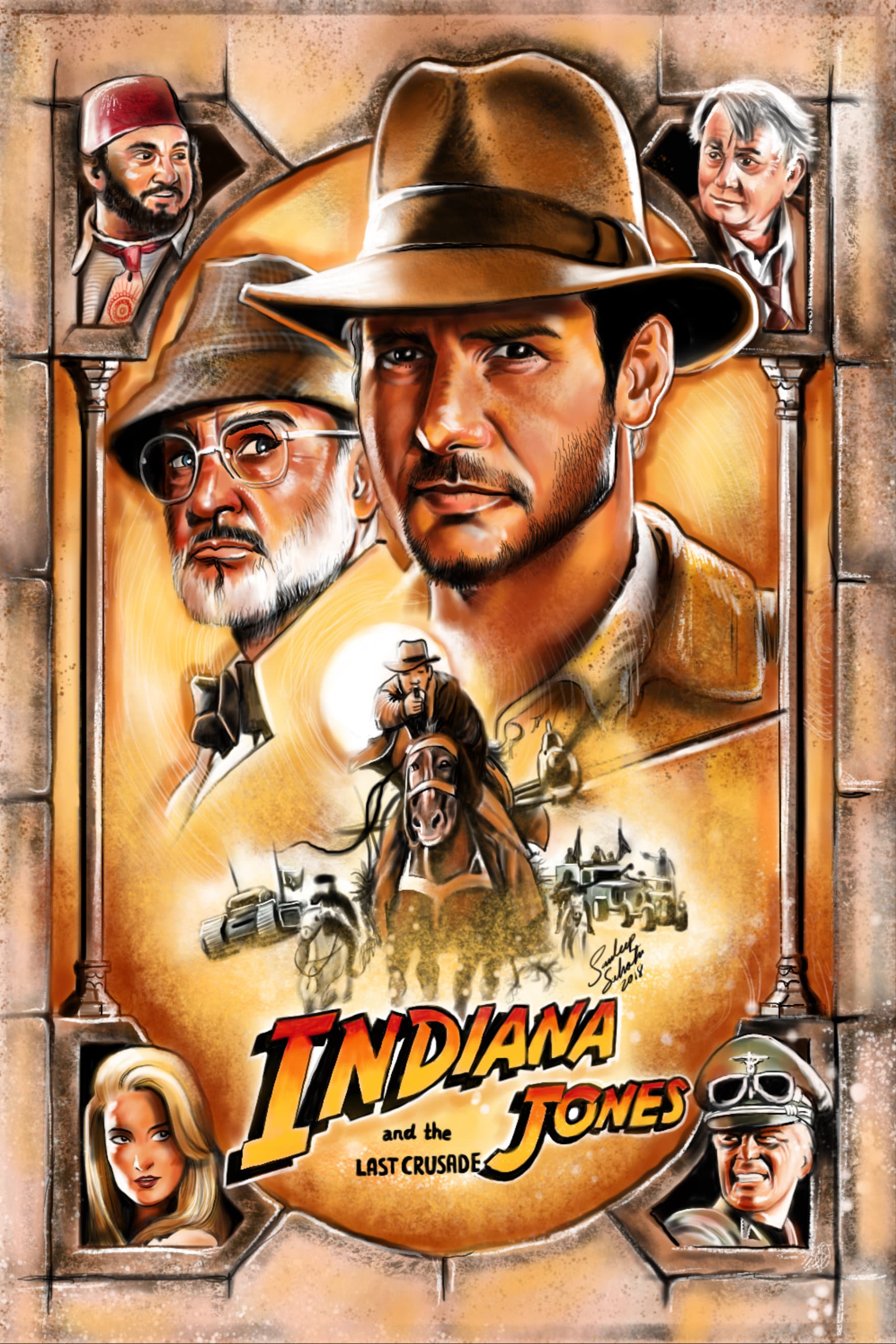 Indiana Jones And The Last Crusade Movie Poster Drawing And Etsy Indiana Jones And The Last Crusade Movie Poster Drawing And Etsy