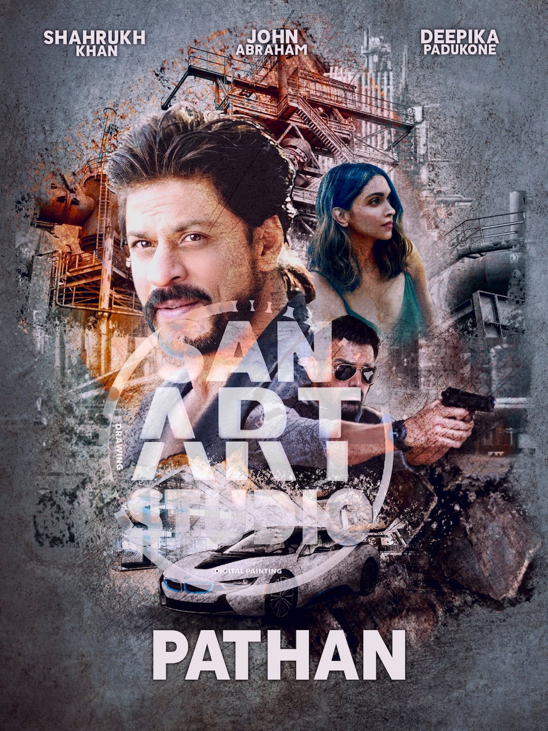 Pathan Movie Poster Srk - Etsy Norway