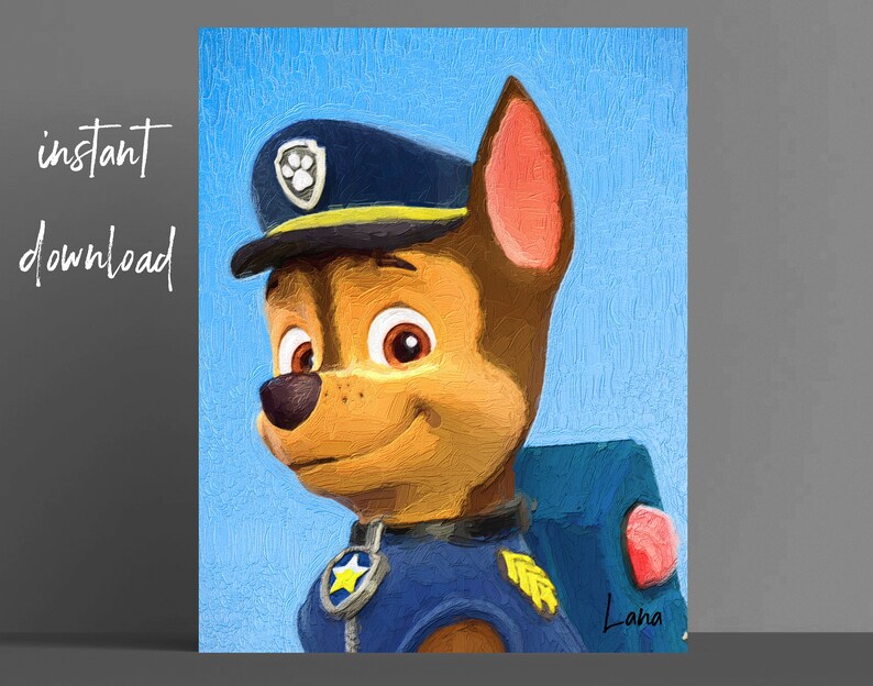 Paw Patrol Decor Paw Patrol Oil Painting Rocky Marshall Chase Etsy