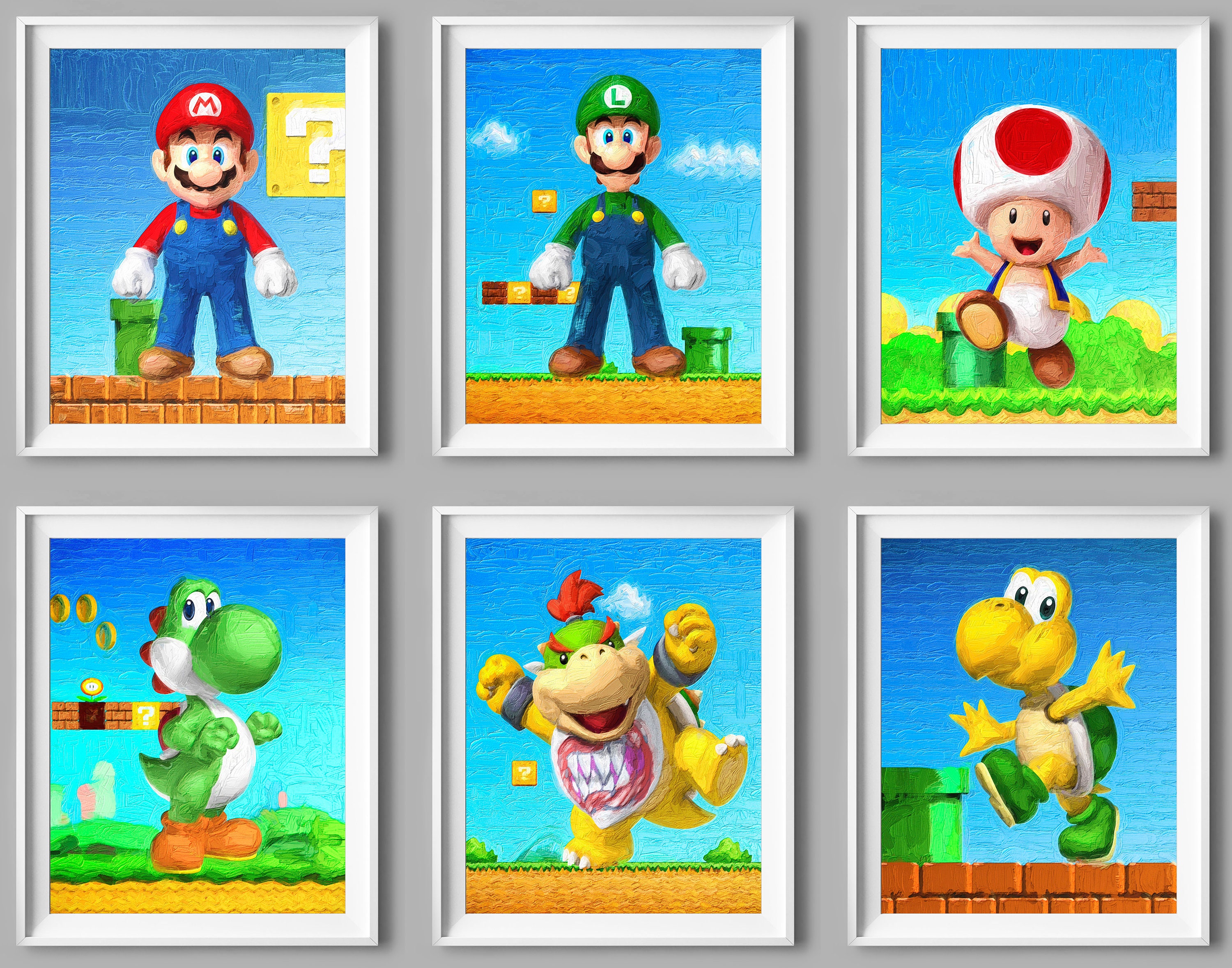 Super Mario Prints Nintendo Decor Mario Art Luigi Poster Yoshi Etsy