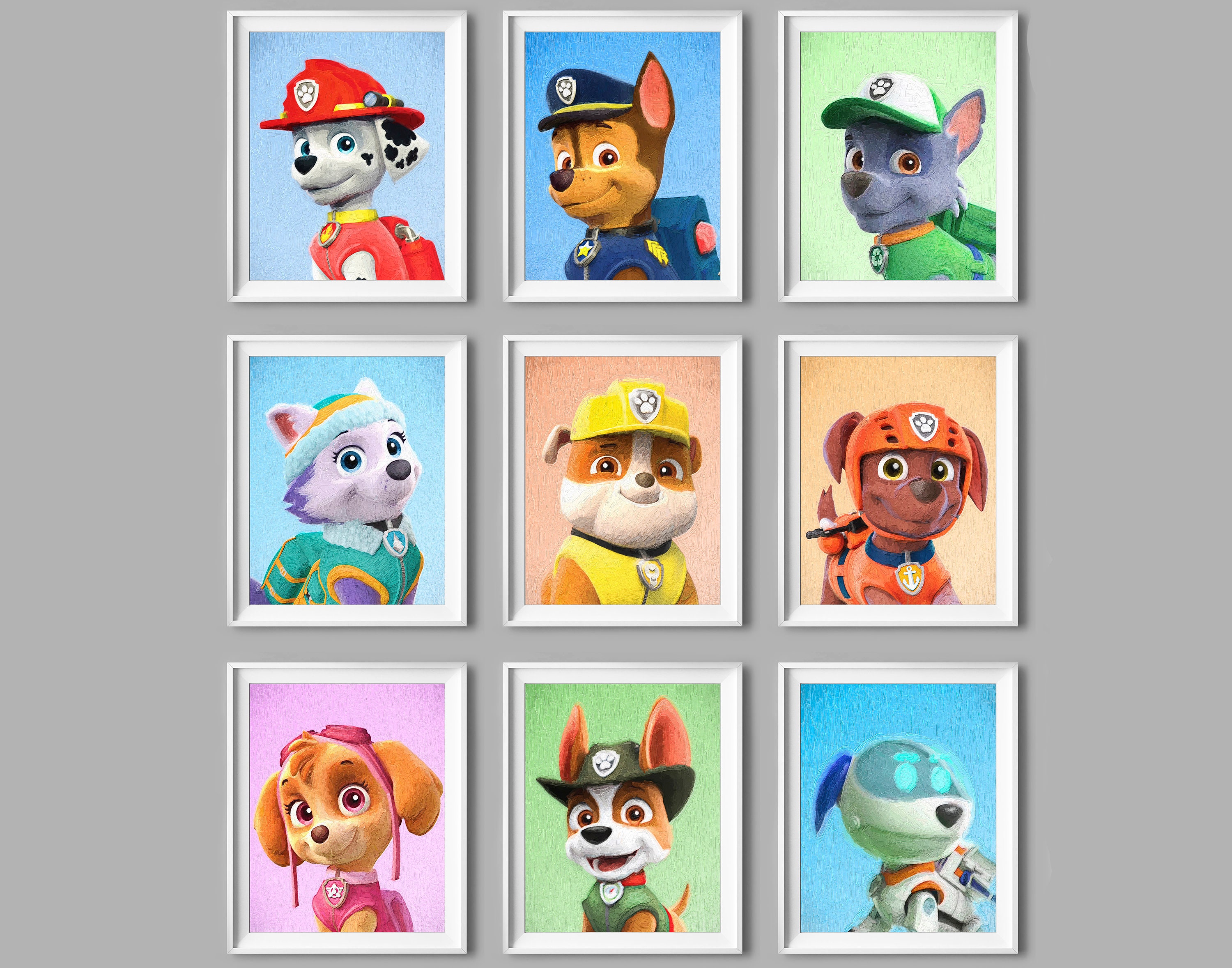 Paw Patrol Decor Paw Patrol Oil Painting Rocky Marshall Chase Etsy