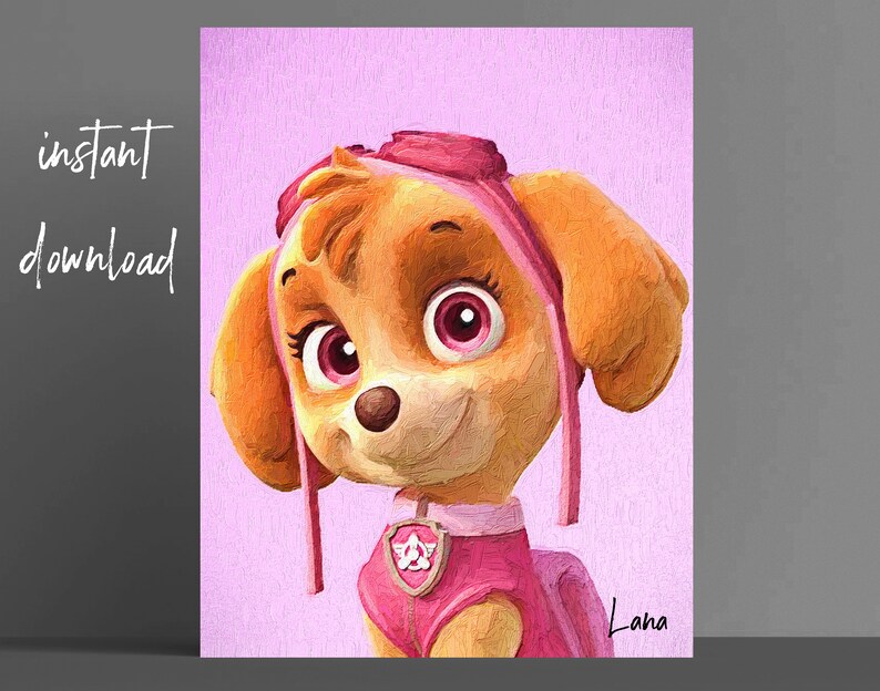 Paw Patrol Decor Paw Patrol Oil Painting Rocky Marshall Chase Etsy
