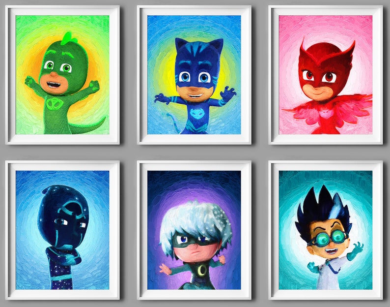 PJ Masks Art Kids Room Decor Party Decoration Gekko Catboy Etsy