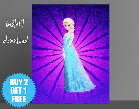 Elsa Frozen Art Queen Elsa Cartoon Party Princess Wall Decor Girls Room Decor Nursery Printable Art Movie Decor