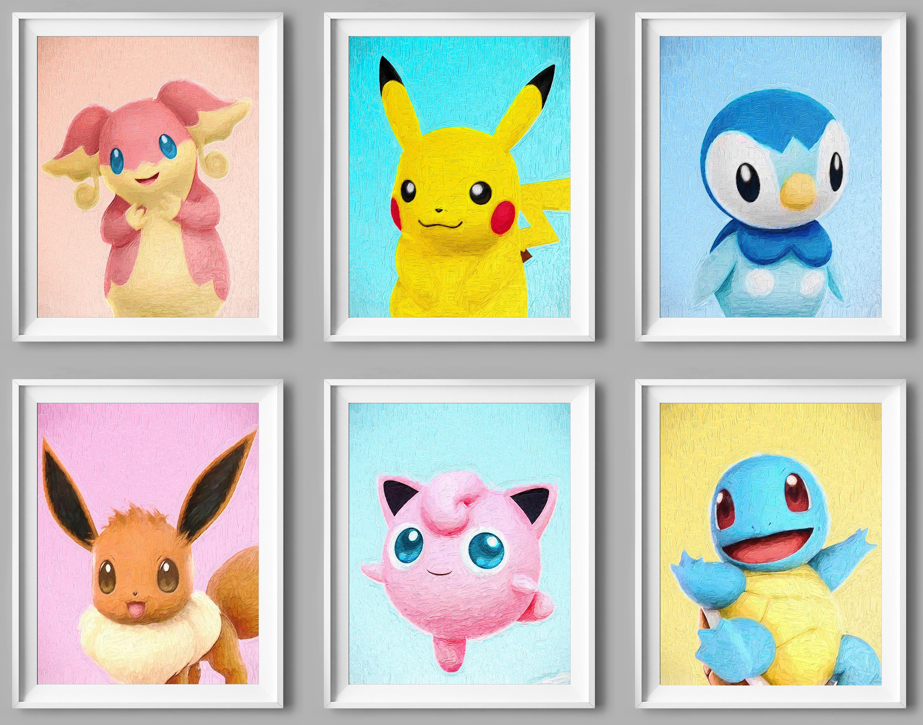 Pokemon Print Set Pokemon Decor Eevee Pikachu Audino Game Room | Etsy