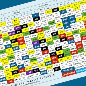 2019 Pro Football Wallet Schedule