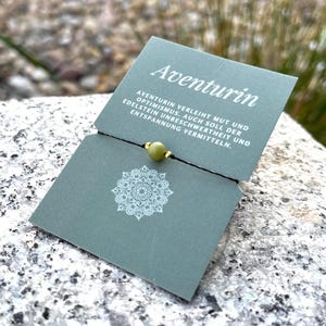 Pulsera de aventurina con gema verde, sencilla banda de hilo resistente al desgarro, personalizable en muchos colores, procedente de Alemania.