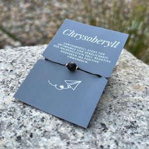 Bracelet en chrysobéryl avec pierre précieuse véritable, bracelet minimaliste en fil ciré, personnalisable en plusieurs couleurs, fabriqué en Allemagne
