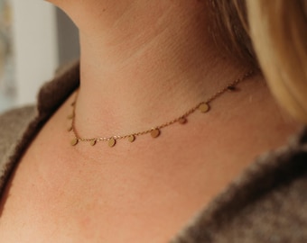 Collana Kalea dorata con dischi, delicata catena dorata con piccoli dischi dorati in acciaio inossidabile, collana minimalista, spedizione dalla Germania