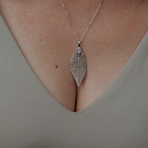 Rose gold jewelry set, leaf earrings and necklace, real leaves plated in rose gold, drop earrings and necklace with filigree leaves image 9