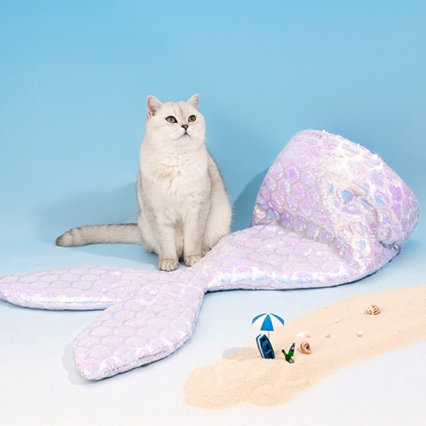 Mermaid Cat Bed Pattern, Felted Cat Cave, Wool Cat Bed, Pet Gift for Him, Cat Interactive Toys, Small Dog Bed, Cat Window Perch, Warm Tunnel