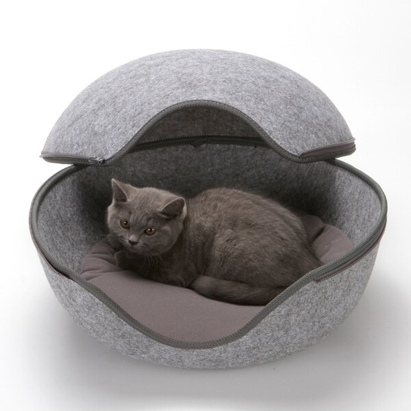 Egg-Shaped Warm Pet Litter Personality Cute Dog Kennel, Cat Bed Modern, Cat Felt Cave House, Cat Bed Custom Comfortable Pet Bed Eco
